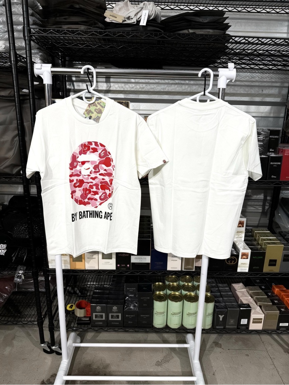 White Tee with Red Camo Ape Logo